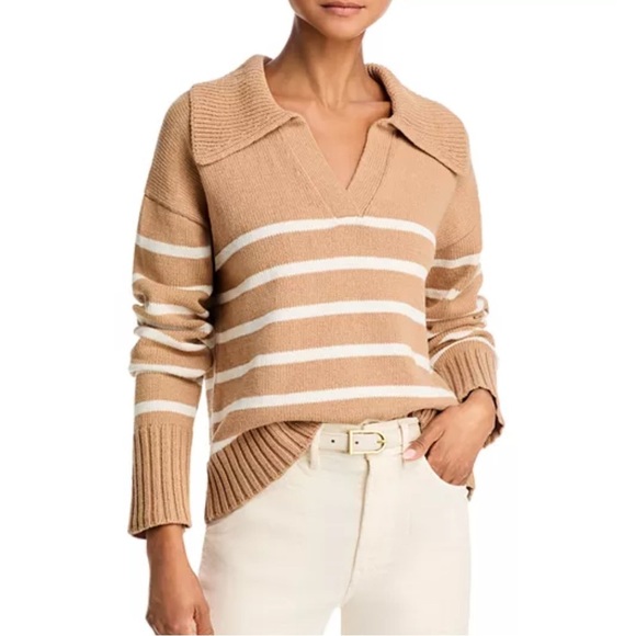 Veronica Beard Sweaters - NWT Veronica Beard Jovie Pullover Sweater Women M Striped Cotton Khaki Ivory